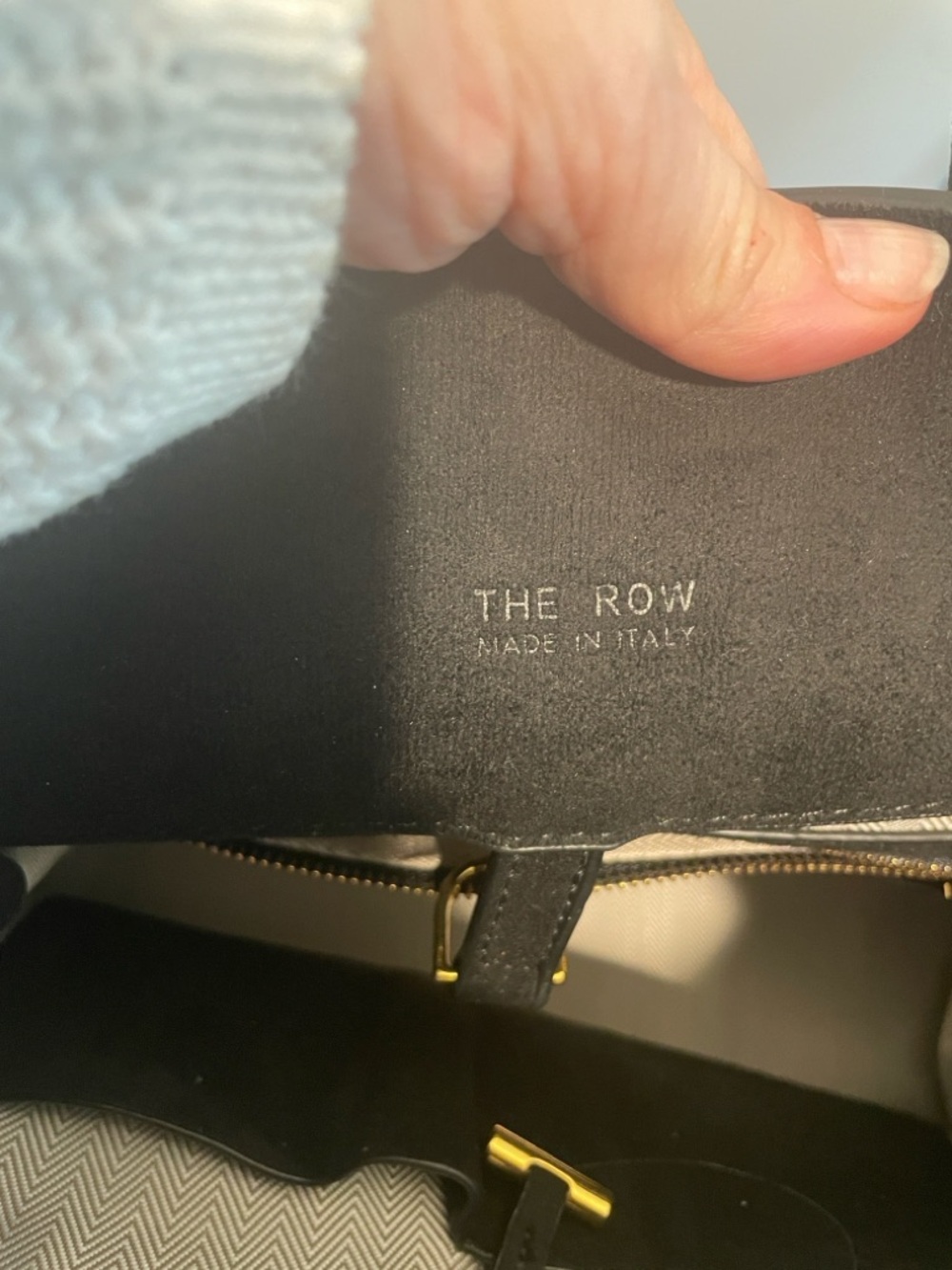 The Row Margaux Black Suede Satchel with Gold Hardware New - Picture 2 of 16